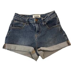 RSQ Denim Shorts Womens 24 Blue High Rise Cuffed Stretch Outdoor Comfy Casual